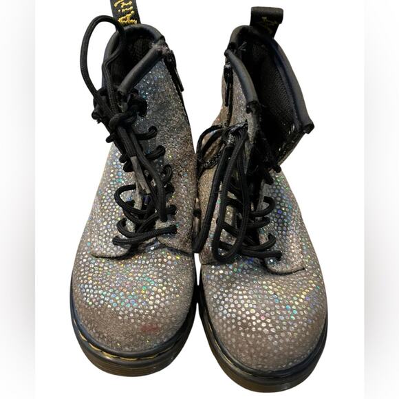 Vtg Y2K Doc Martens Rainbow Sparkly Metallic Lace Up Combat Girly Boots US 10 - Picture 3 of 8